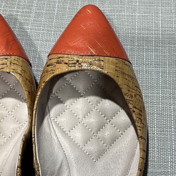 Vince Camuto Tashara Natural Coral Cork Patent Flats Shoes Size 6 EUC Mauve Trim - Picture 7 of 8